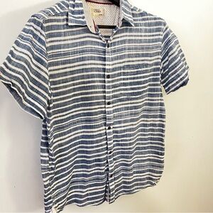 Free Planet Blue and White Casual Button Down Shirt